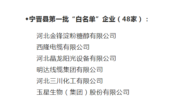 恒峰g22线缆入围河北省首批“白名单”